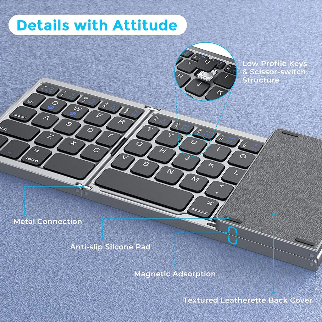 Foldable Bluetooth Keyboard with Touchpad