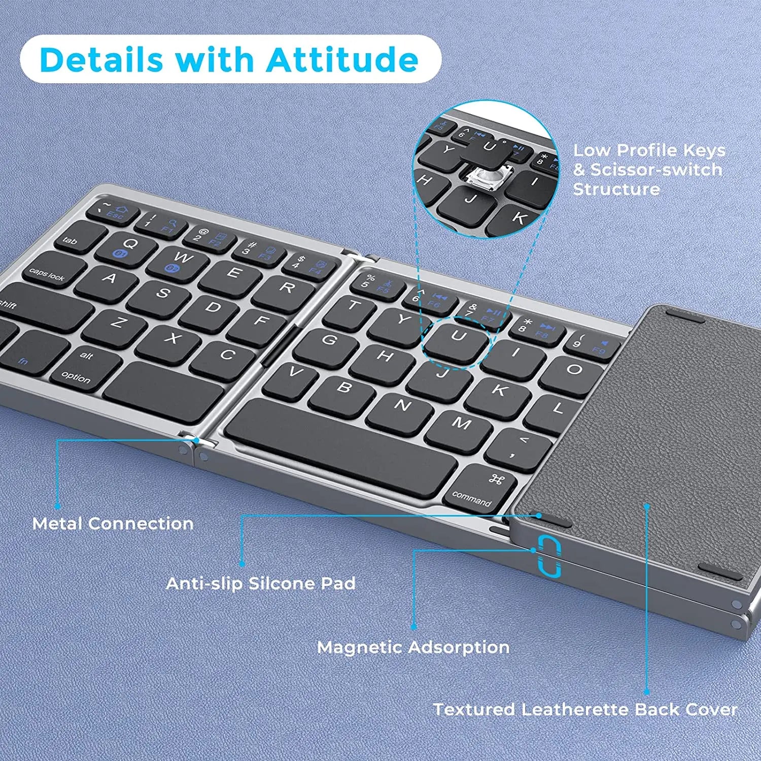 Foldable Bluetooth Keyboard with Touchpad