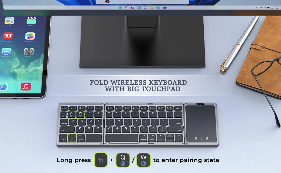 Foldable Bluetooth Keyboard with Touchpad
