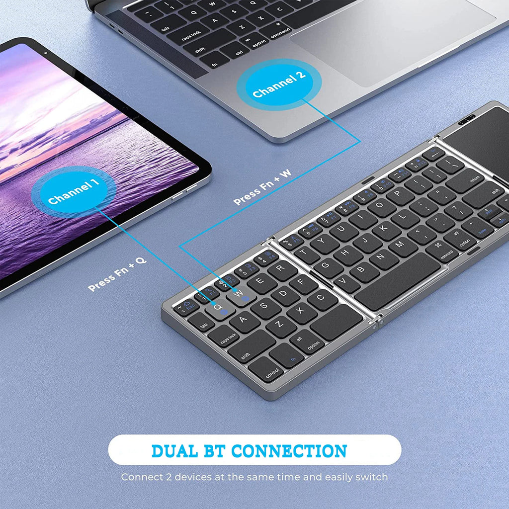 Foldable Bluetooth Keyboard with Touchpad