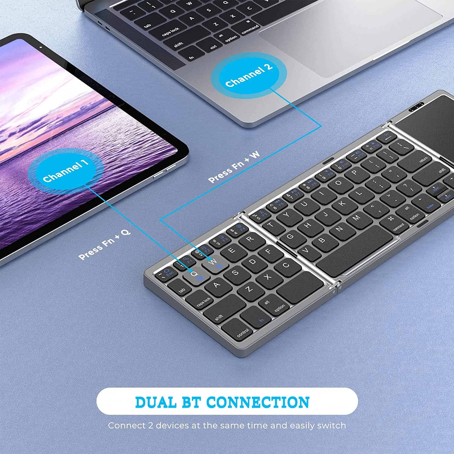 Foldable Bluetooth Keyboard with Touchpad